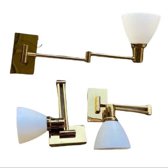 Walter Von Nessen Other - Vintage Pair Walter Von Nessen Signed brass wall lamp sconces Midcentury Modern